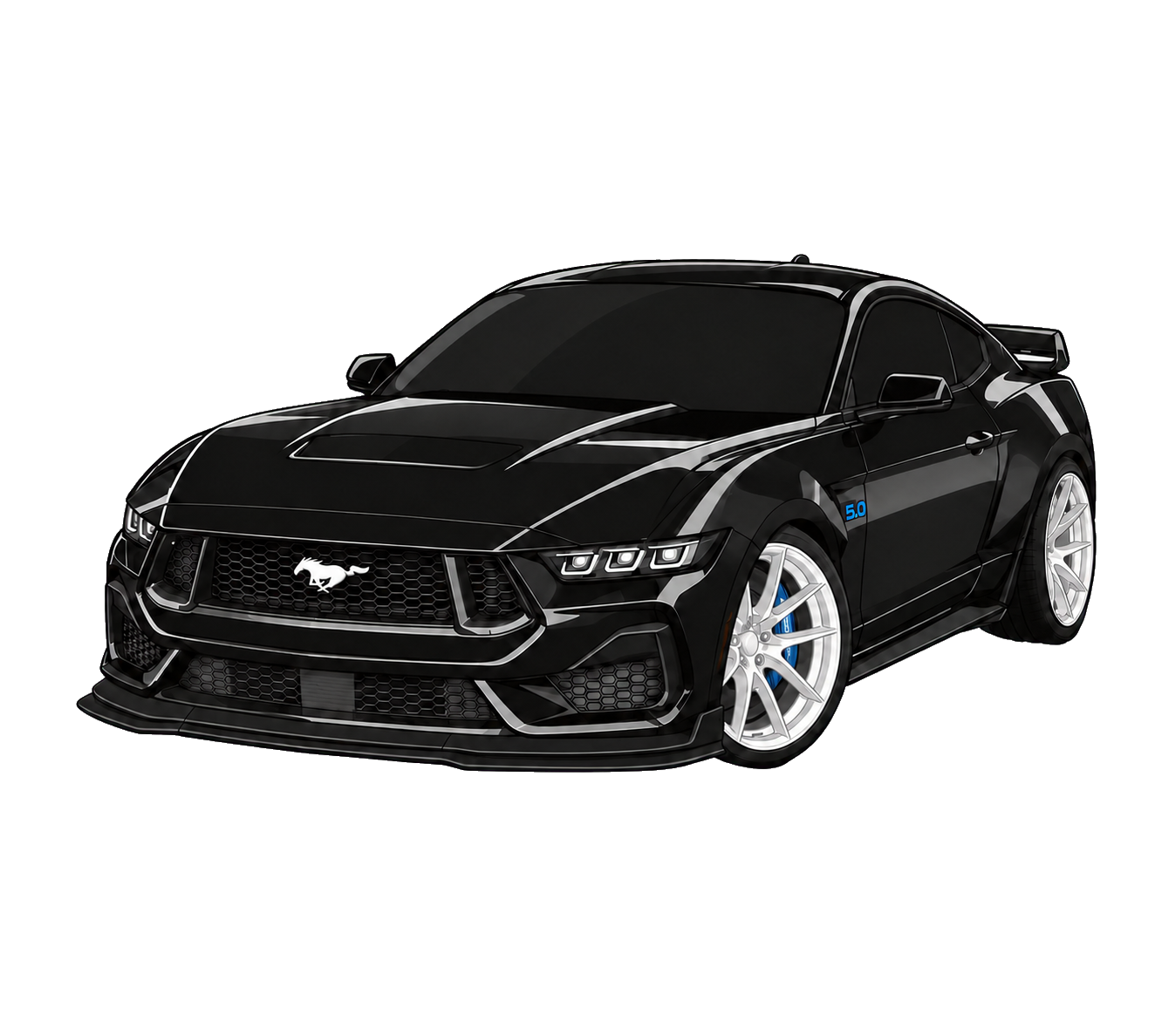 Black customized Mustang illustration